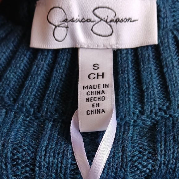 Jessica Simpson Teal Ribbed Crewneck Sweater - Picture 2 of 6